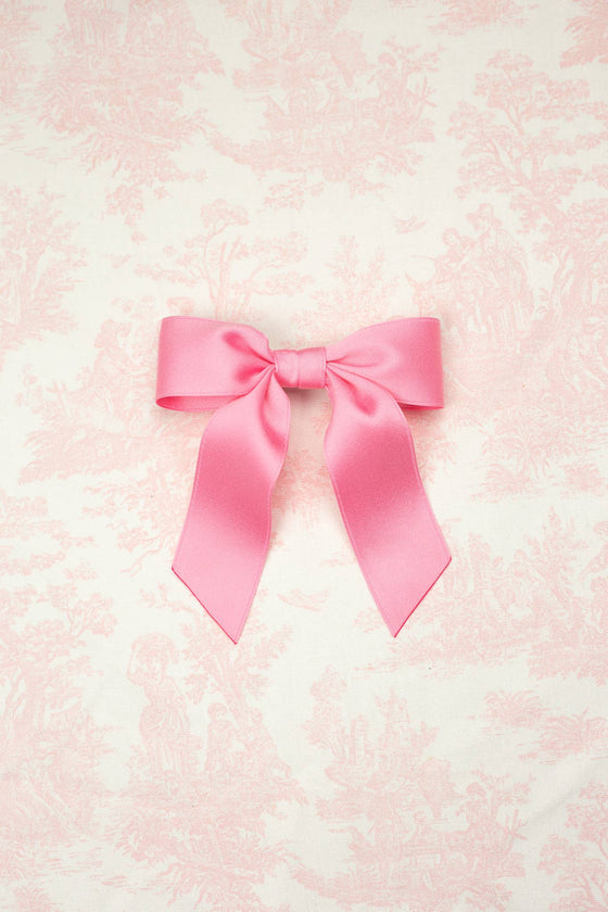 Grace & Grandeur - VDAY 24: Grace & Grandeur Delora Matte Satin Bow Barrette: Black