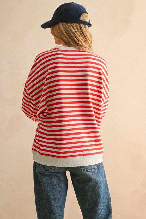 STRIPED LONG SLEEVE PULLOVER