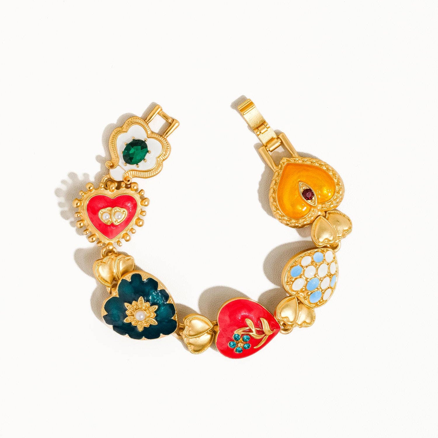 ELYSIAN 18K GOLD BOHO BAROQUE HEART COLOR BRACELET