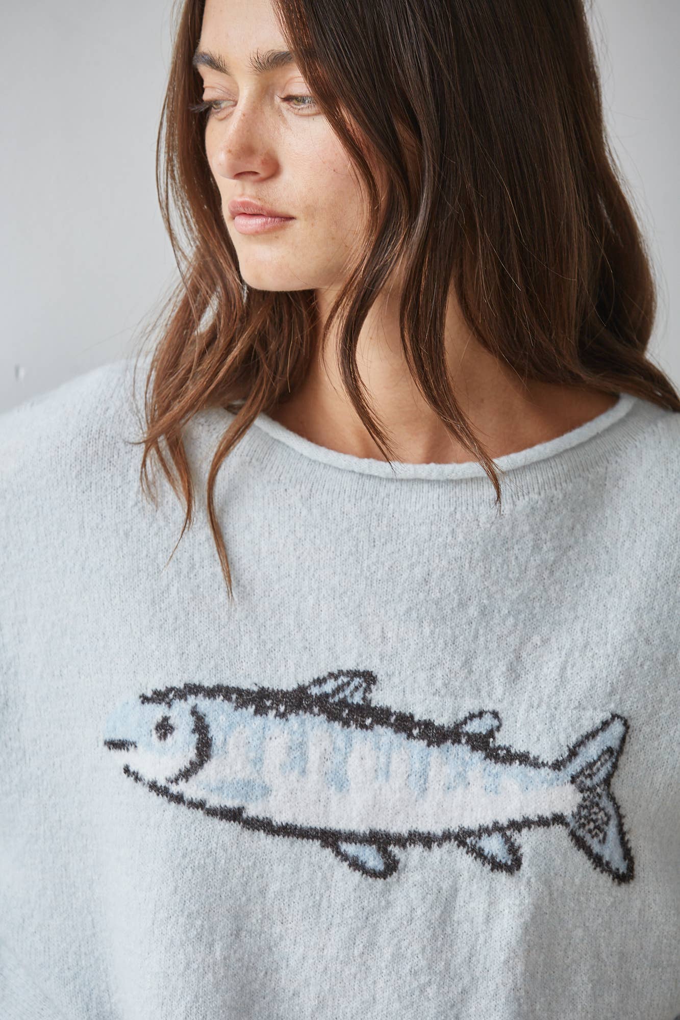 Roll Neck Fish Design Sweater