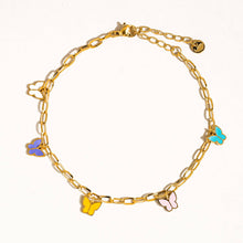  VILLA 18K GOLD NON-TARNISH MULTI-COLOR BUTTERFLY ANKLET - Multi-Colored