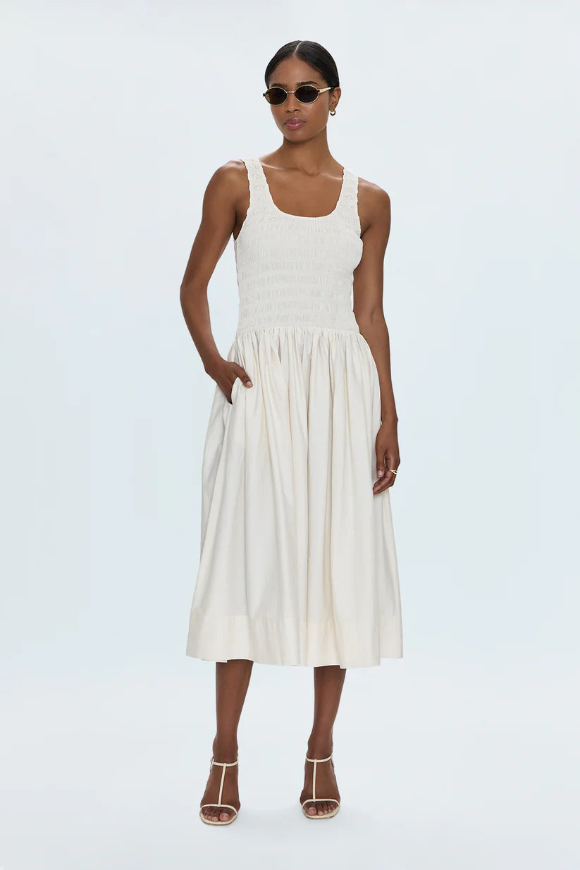 ALESSIA SMOCKED DROP WAIST DRESS
