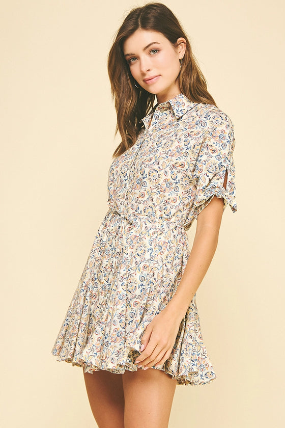 FLORAL BUTTON DOWN MINI DRESS