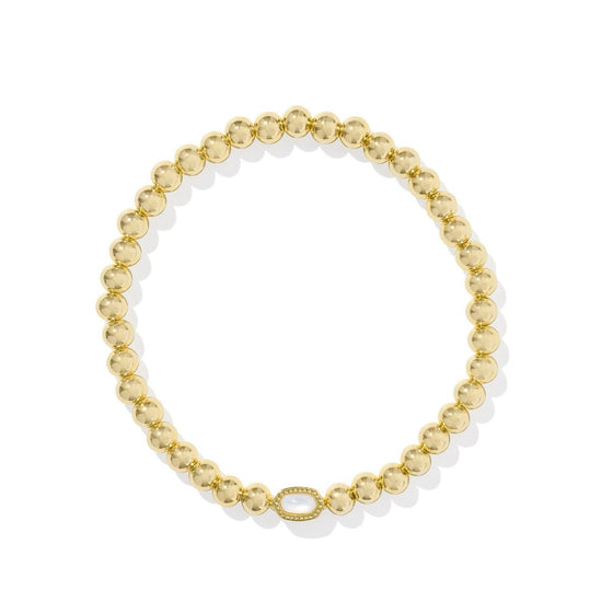 MINI ELAINA GOLD STRETCH BRACELET in ivory mother of pearl