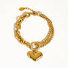 ALLURE 18K GOLD NON-TARNISH HEART CHAIN BRACELET: Yellow Gold