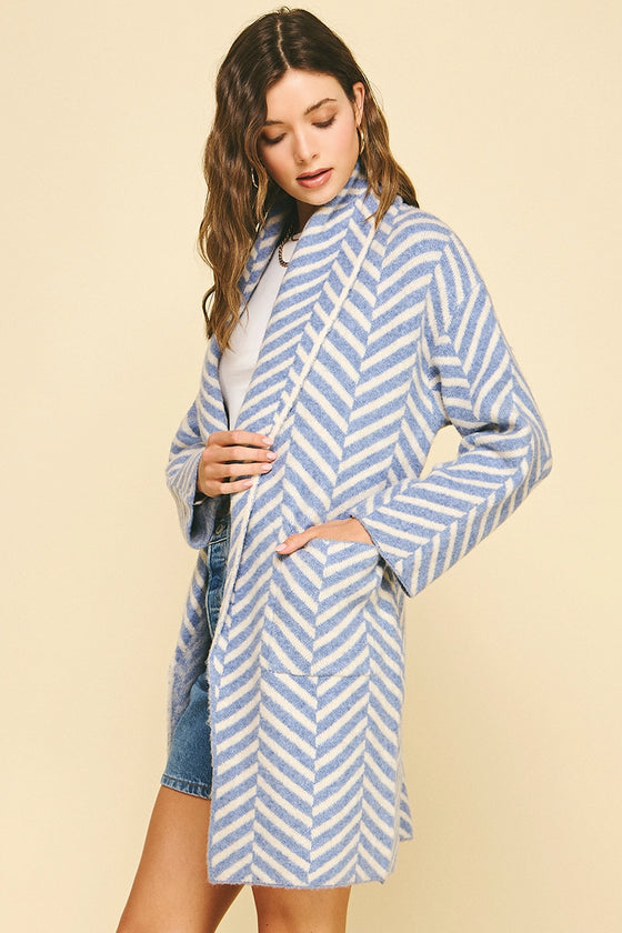STRIPE OPEN KNIT CARDIGAN