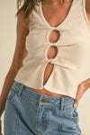 TWISTED DETAIL OPEN FRONT RIBBED TOP