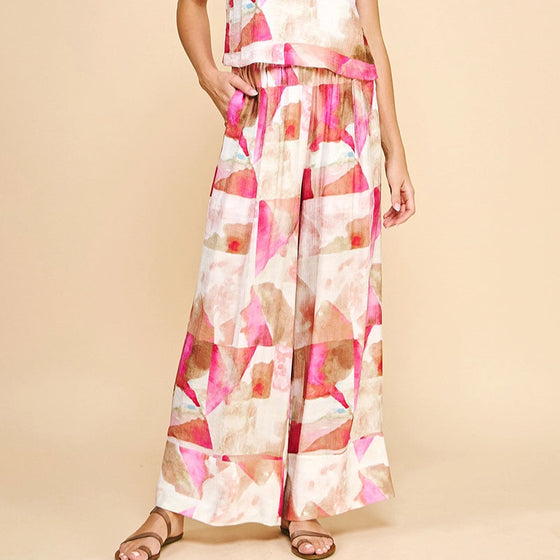 DEBI PRINTED WOVEN WIDE LEG PANTS