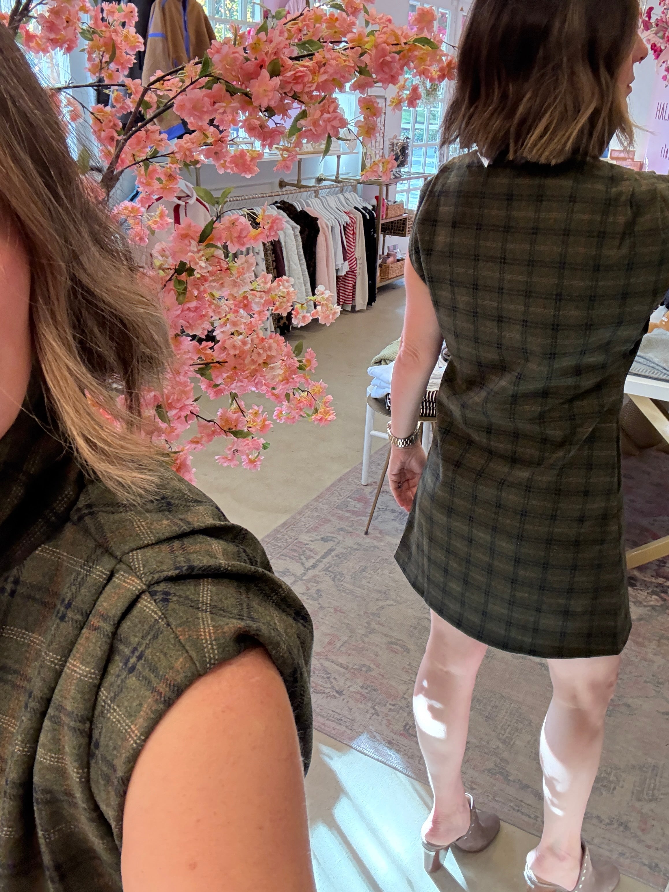 PLAID FUNNEL NECK DRESS