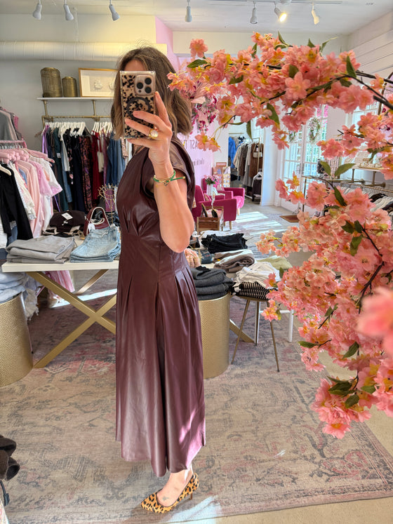 VEGAN LEATHER MIDI DRESS