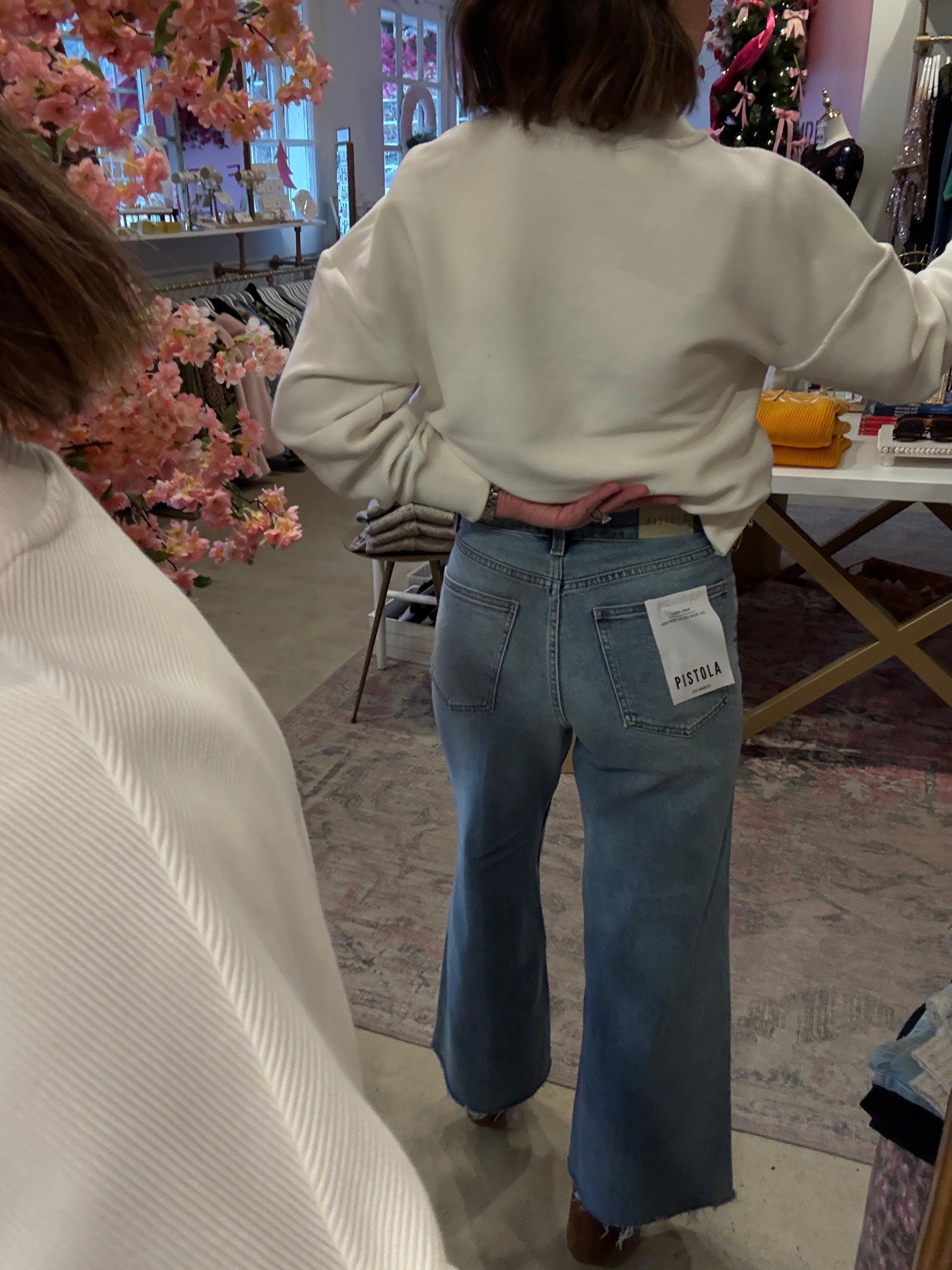 LANA HIGH RISE WIDE LEG CROP JEANS in bistro