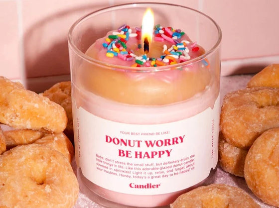 DONUT WORRY BE HAPPY CANDLE