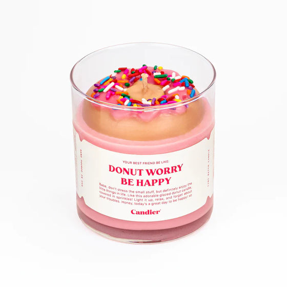 DONUT WORRY BE HAPPY CANDLE