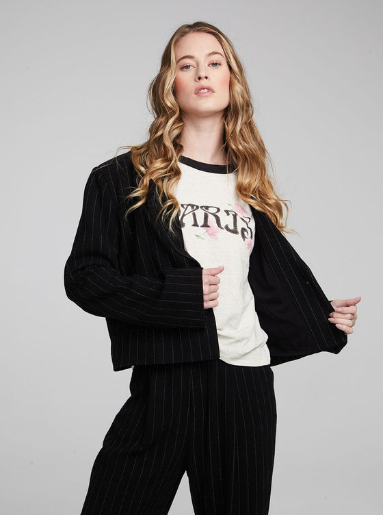 SANTANA BEVERLY PINSTRIPE BLAZER