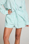 PASO COTTON POPLIN BUTTON UP SHIRT in aloe stripe