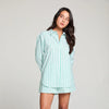 PASO COTTON POPLIN BUTTON UP SHIRT in aloe stripe