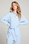 PASO COTTON POPLIN BUTTON UP SHIRT in skyway blue