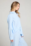 PASO COTTON POPLIN BUTTON UP SHIRT in skyway blue