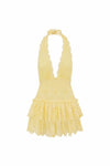 JANEA EYELET LACE MINI HALTER DRESS