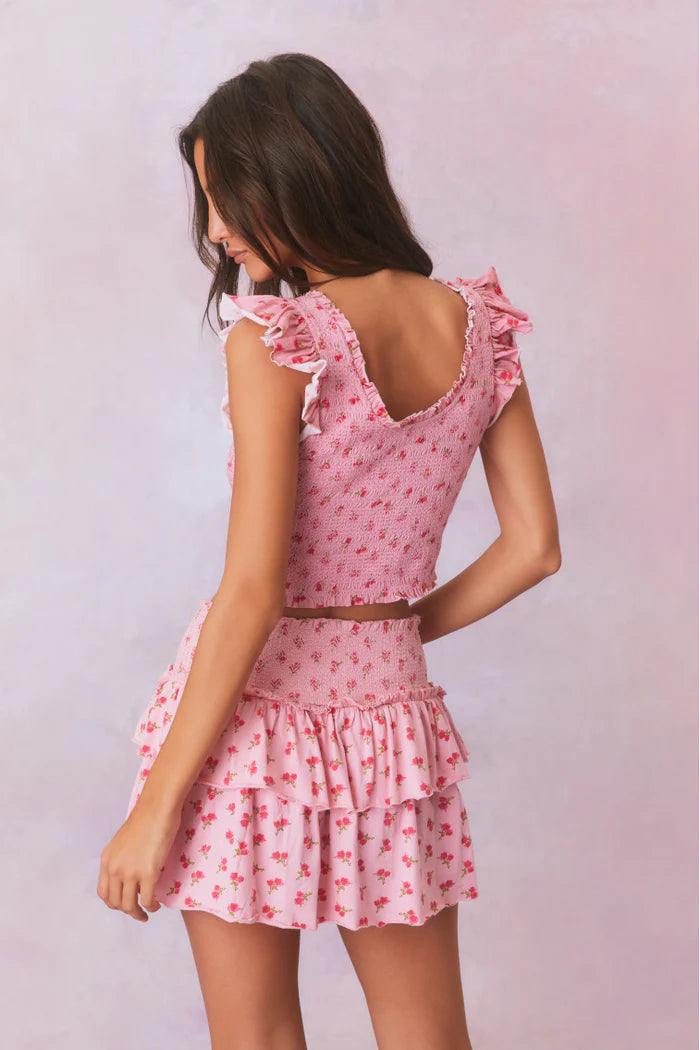 OHANA PRINTED SMOCKED MINI SKIRT