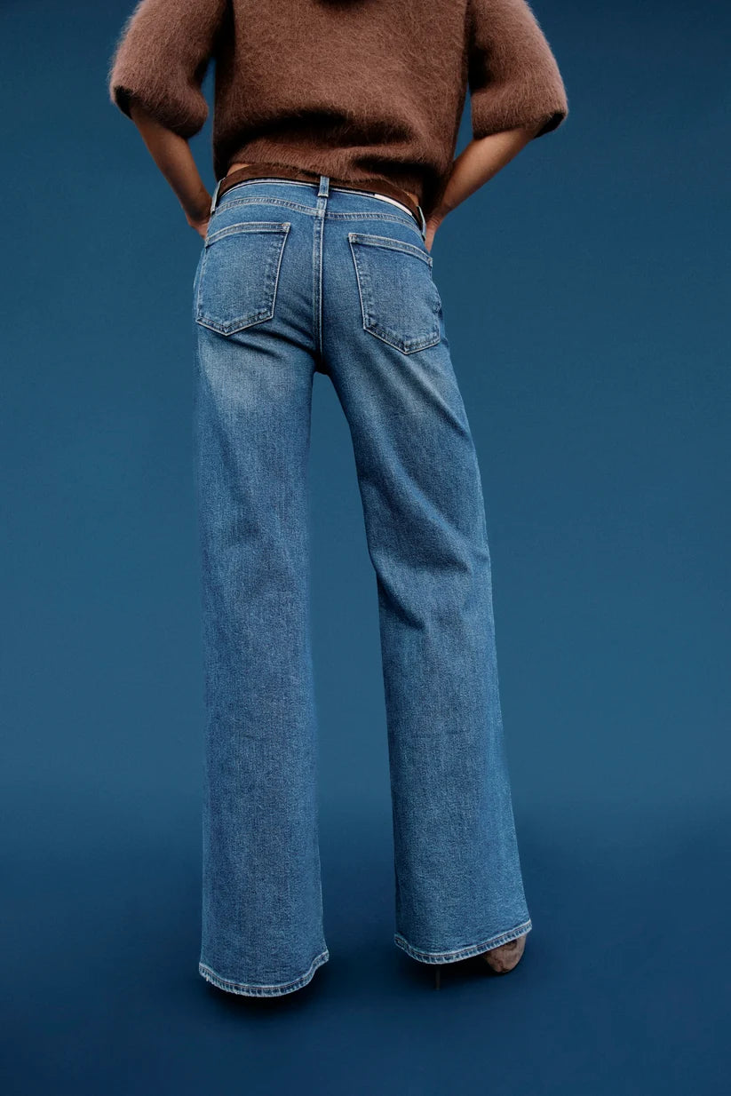 Vivian Mid Rise Wide Leg Jeans