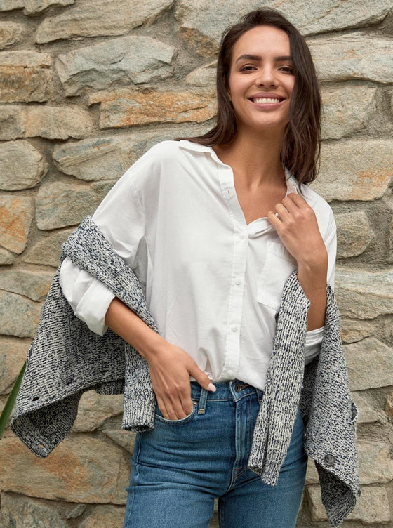 CROPPED POPLIN BUTTON DOWN SHIRT