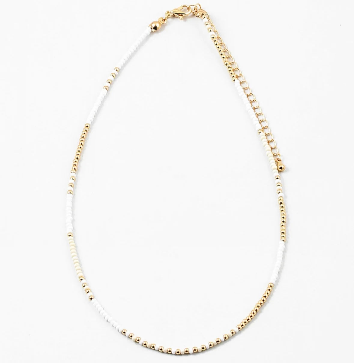 30A White and Gold Tiny Beaded Necklace