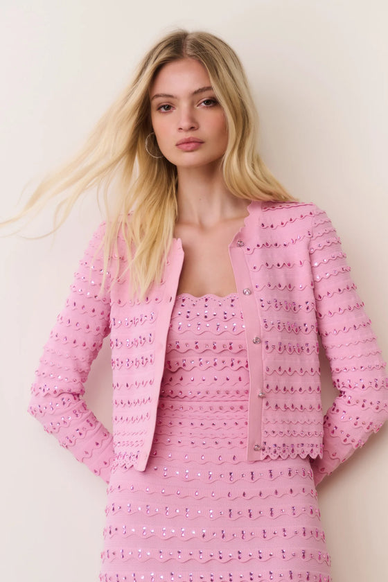 FERRIS RHINESTONE SCALLOP CARDIGAN