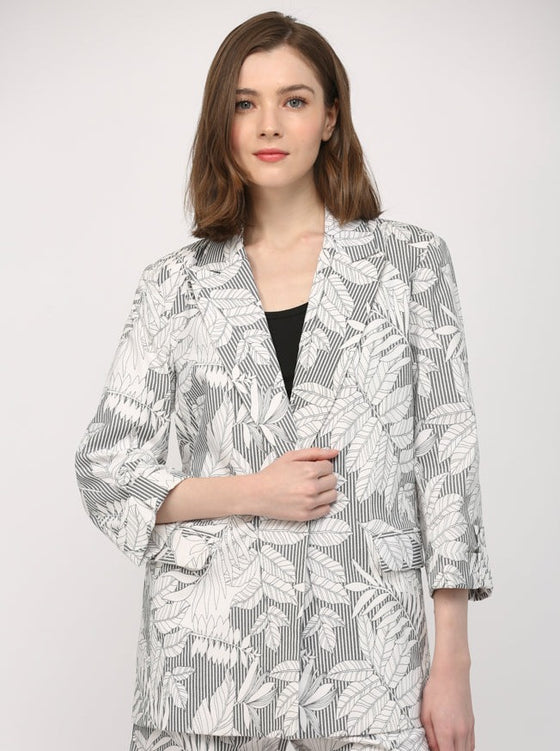 LEAF PRINTED CHIC BLAZER