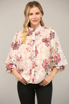 FLORAL PRINT CHIFFON BLOUSE