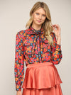 FLORAL BLOUSE with removable tie