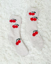 CHERRY FUZZY YARN SOCKS