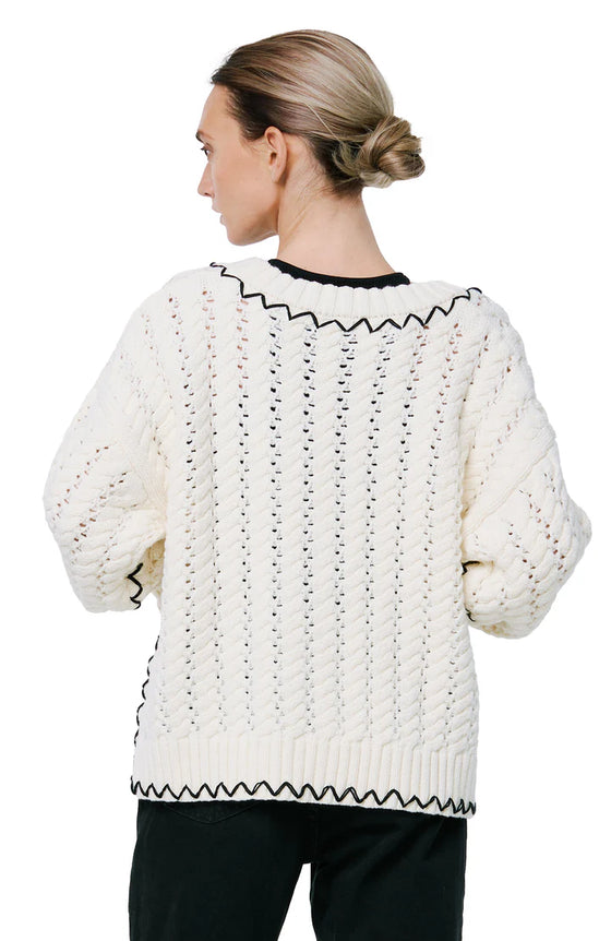 JOAN EMBROIDERED CARDIGAN SWEATER