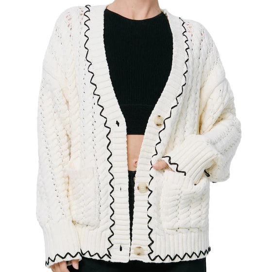 JOAN EMBROIDERED CARDIGAN SWEATER