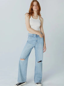  JOLENE HIGH RISE A-LINE FLARE JEAN in spark wash