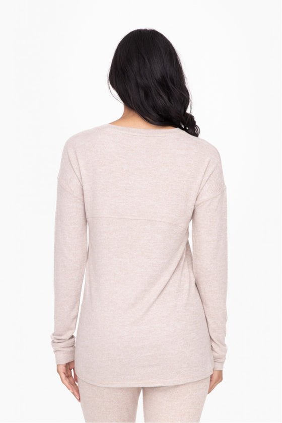 BRUSHED CREW NECK LONG SLEEVE TOP
