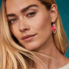 ABBIE GOLD PAVE FRAME DROP EARRINGS in cranberry illusion