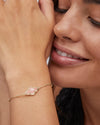 ABBIE GOLD SATELLITE CHAIN BRACELET in rose quartz