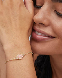  ABBIE GOLD SATELLITE CHAIN BRACELET in rose quartz