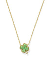 CLOVER SHORT PENDANT GOLD NECKLACE in lime green magnesite