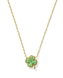  CLOVER SHORT PENDANT GOLD NECKLACE in lime green magnesite