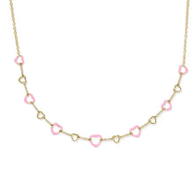  HAISLEY HEART STRAND NECKLACE in pink pearlescent enamel