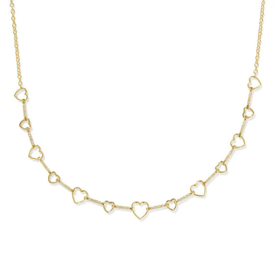 HAISLEY HEART STRAND GOLD NECKLACE in gold white crystal