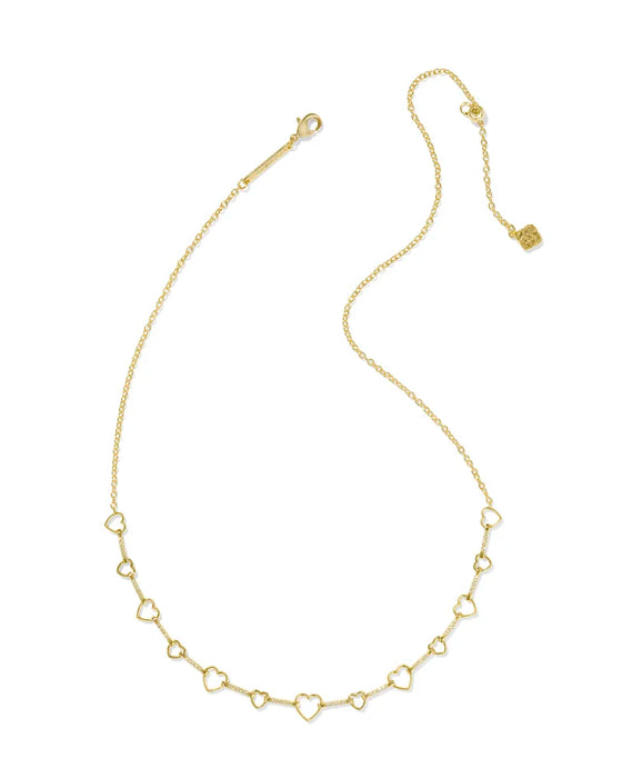 HAISLEY HEART STRAND GOLD NECKLACE in gold white crystal