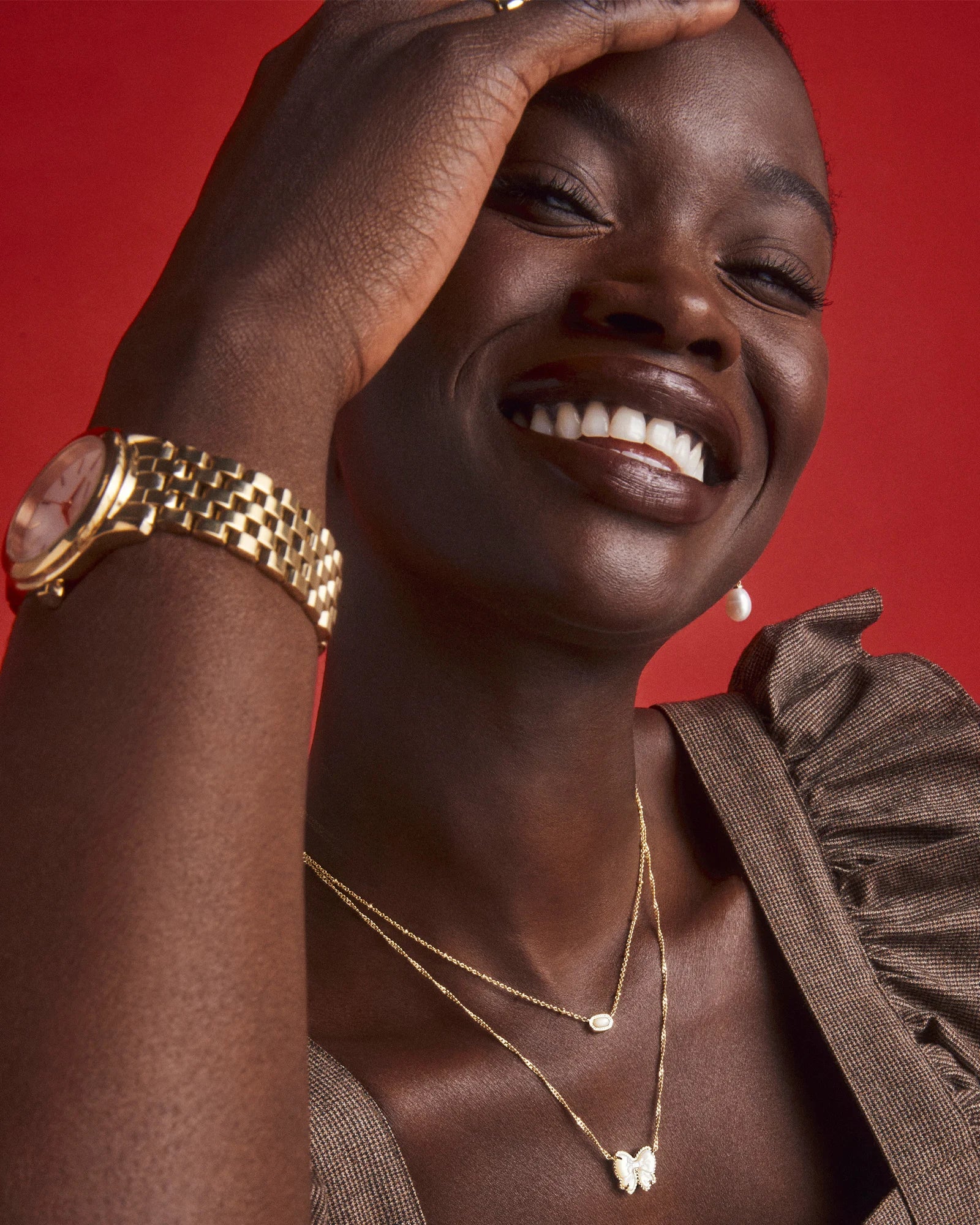 HALEY BOW GOLD SHORT PENDANT REVERSIBLE NECKLACE