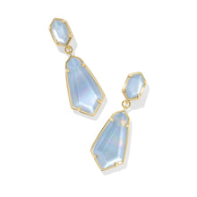  HALLIE CONVERTIBLE DROP GOLD EARRINGS in sky blue mother of pearl