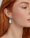 HALLIE CONVERTIBLE DROP GOLD EARRINGS in sky blue mother of pearl