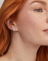 HALLIE CONVERTIBLE DROP GOLD EARRINGS in sky blue mother of pearl