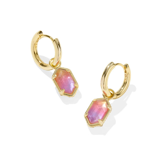 HALLIE HUGGIE GOLD EARRINGS in sunrise watercolor