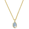 HALLIE SHORT PENDANT GOLD NECKLACE in sky blue mother of pearl